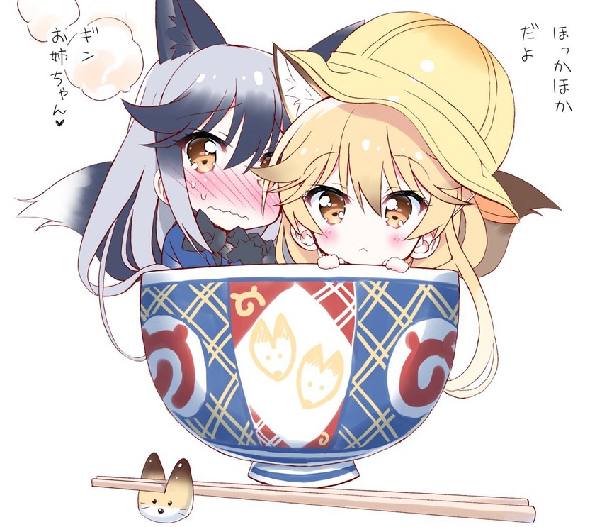 silver fox and ezo red fox (kemono friends) drawn by takahashi_tetsuya