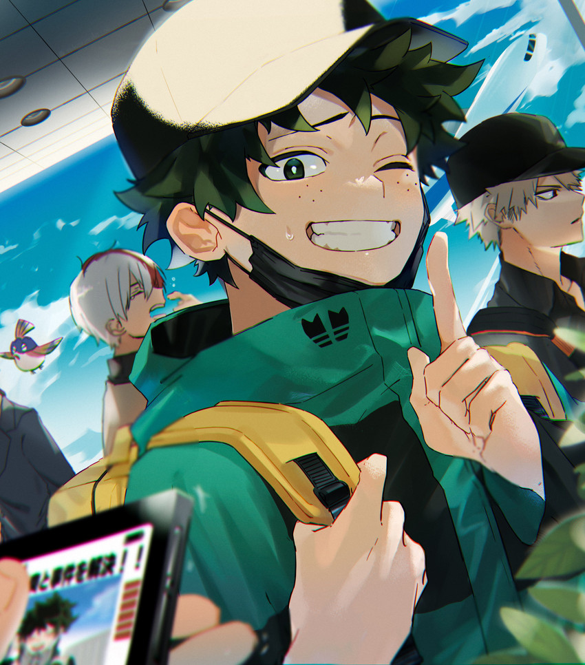 midoriya izuku, bakugou katsuki, todoroki shoto, and pino (boku no hero academia) drawn by tnkatuyoshi_00