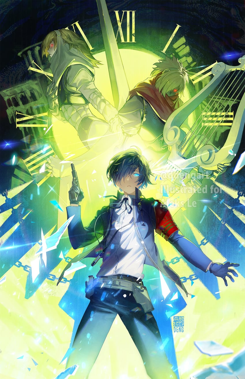 yuuki makoto, orpheus, and messiah (persona and 2 more) drawn by daniel_deng