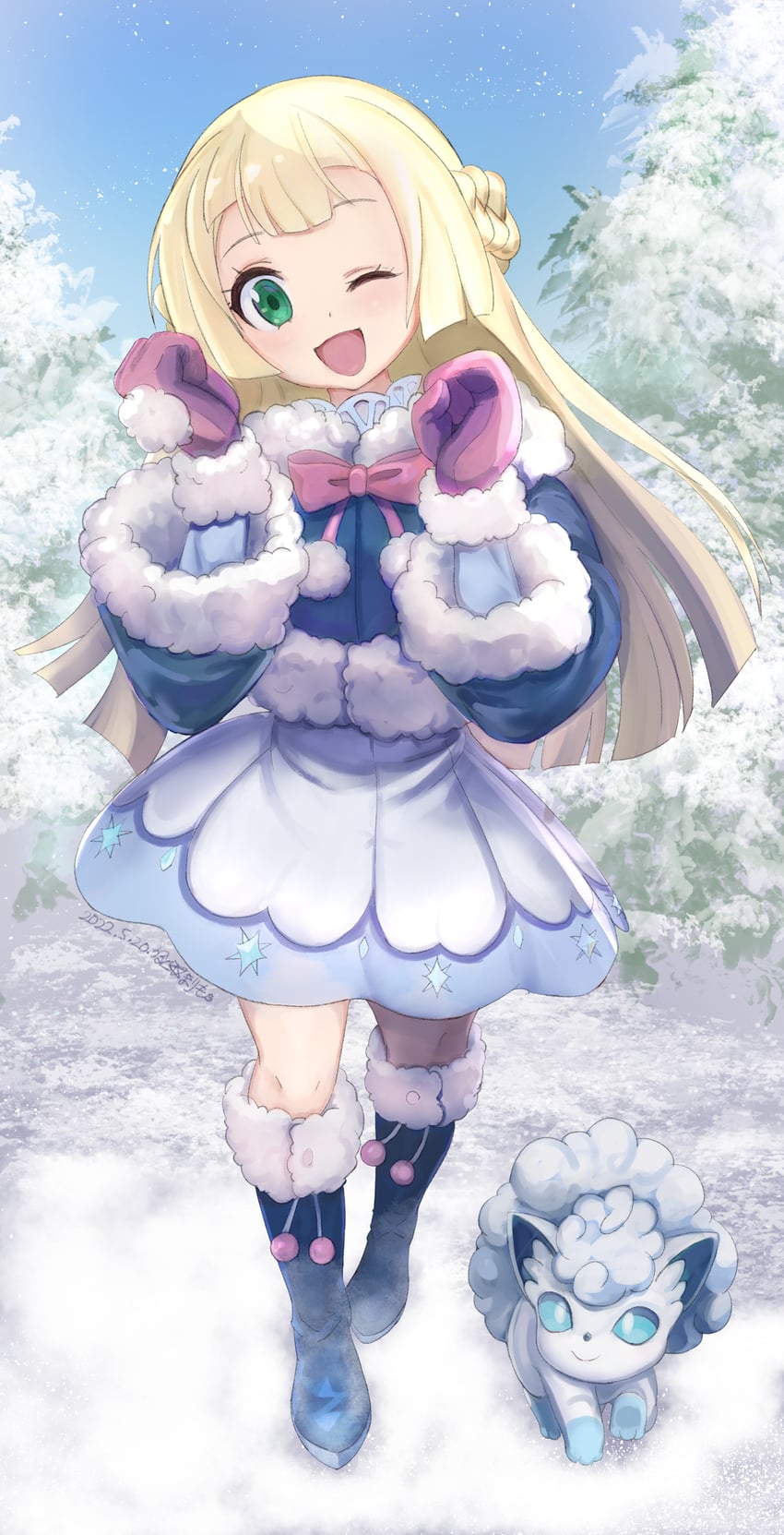 lillie and alolan vulpix (pokemon and 1 more) drawn by ultramarimo