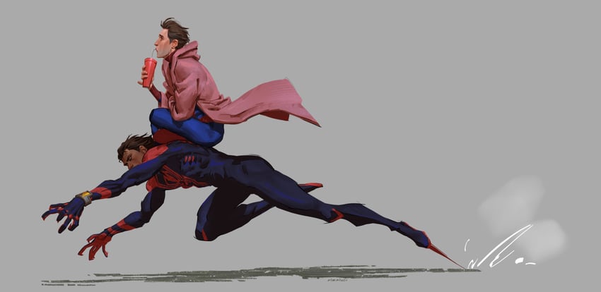 miguel o'hara, spider-man, and peter b parker (marvel and 3 more) drawn by aimalvo