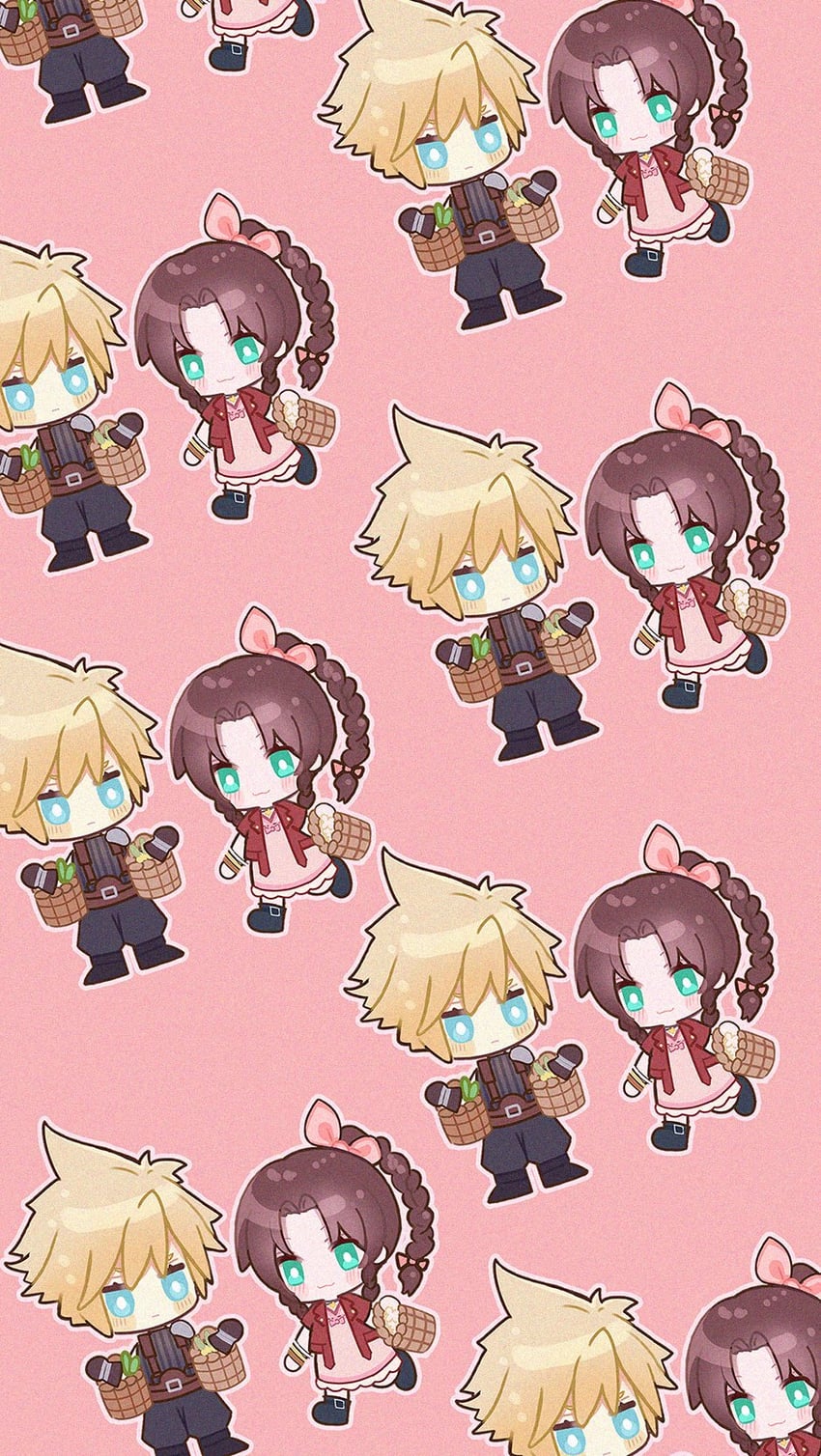 cloud strife and aerith gainsborough (final fantasy and 2 more) drawn by zhou_free