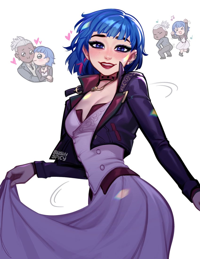 jinx, ekko, firelight ekko, and powder (league of legends and 1 more) drawn by blushyspicy