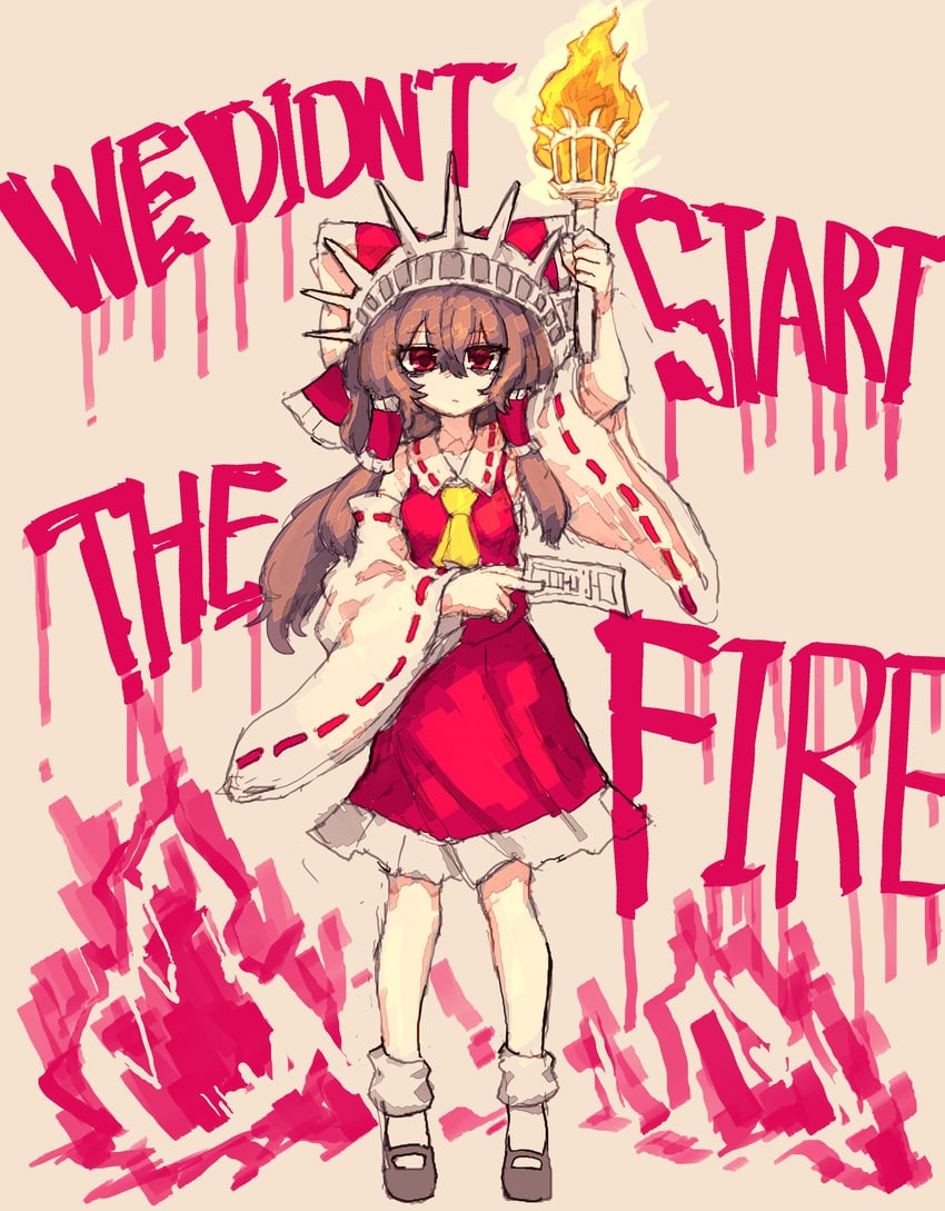 hakurei reimu (touhou and 1 more) drawn by rampa93