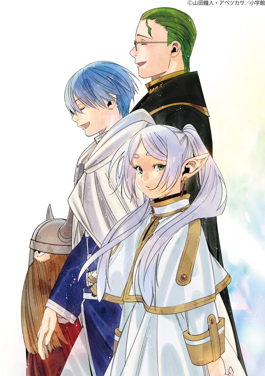 frieren, himmel, eisen, and heiter (sousou no frieren) drawn by abe_tsukasa