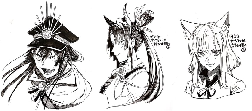 oda nobunaga, ushiwakamaru, and suzuka gozen (fate and 1 more) drawn by noz_2to