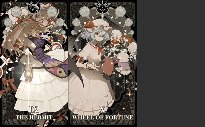 remilia scarlet, flandre scarlet, izayoi sakuya, patchouli knowledge, yakumo yukari, and 2 more (touhou) drawn by rcs_4