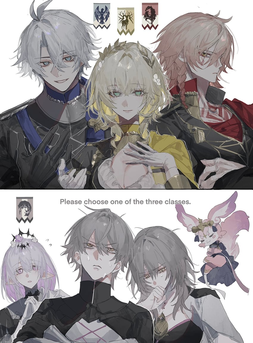 trailblazer, stelle, caelus, castorice, phainon, and 3 more (honkai and 3 more) drawn by sunset_1830