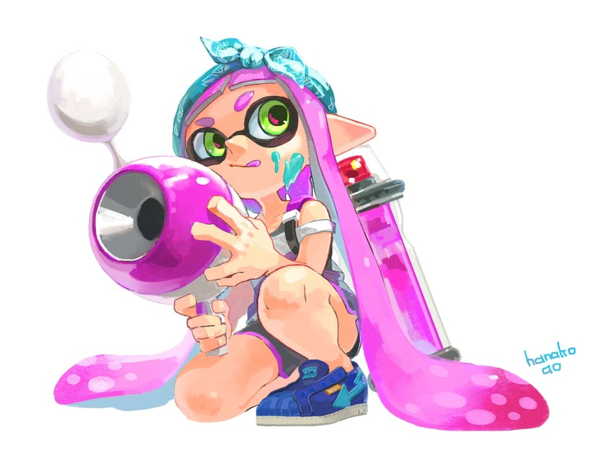 inkling player character and inkling girl (splatoon) drawn by hanako515_ika
