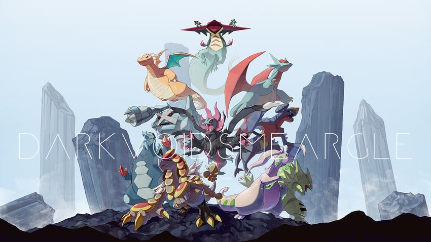 garchomp, dragonite, dreepy, dragapult, metagross, and 6 more (pokemon) drawn by darkvoiddoble