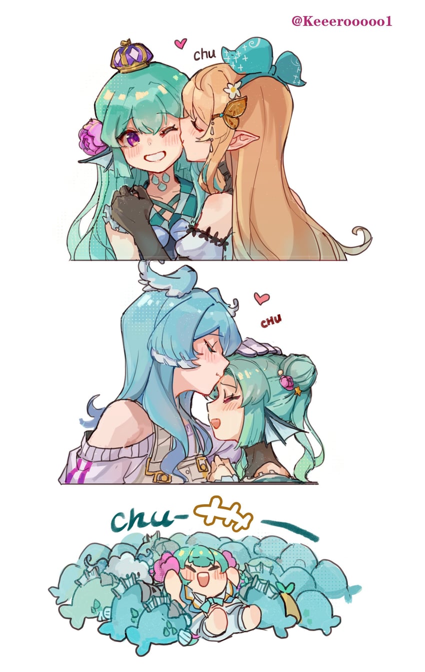 elira pendora, pomu rainpuff, finana ryugu, and ryuguard (nijisanji and 1 more) drawn by xiongbingbisata