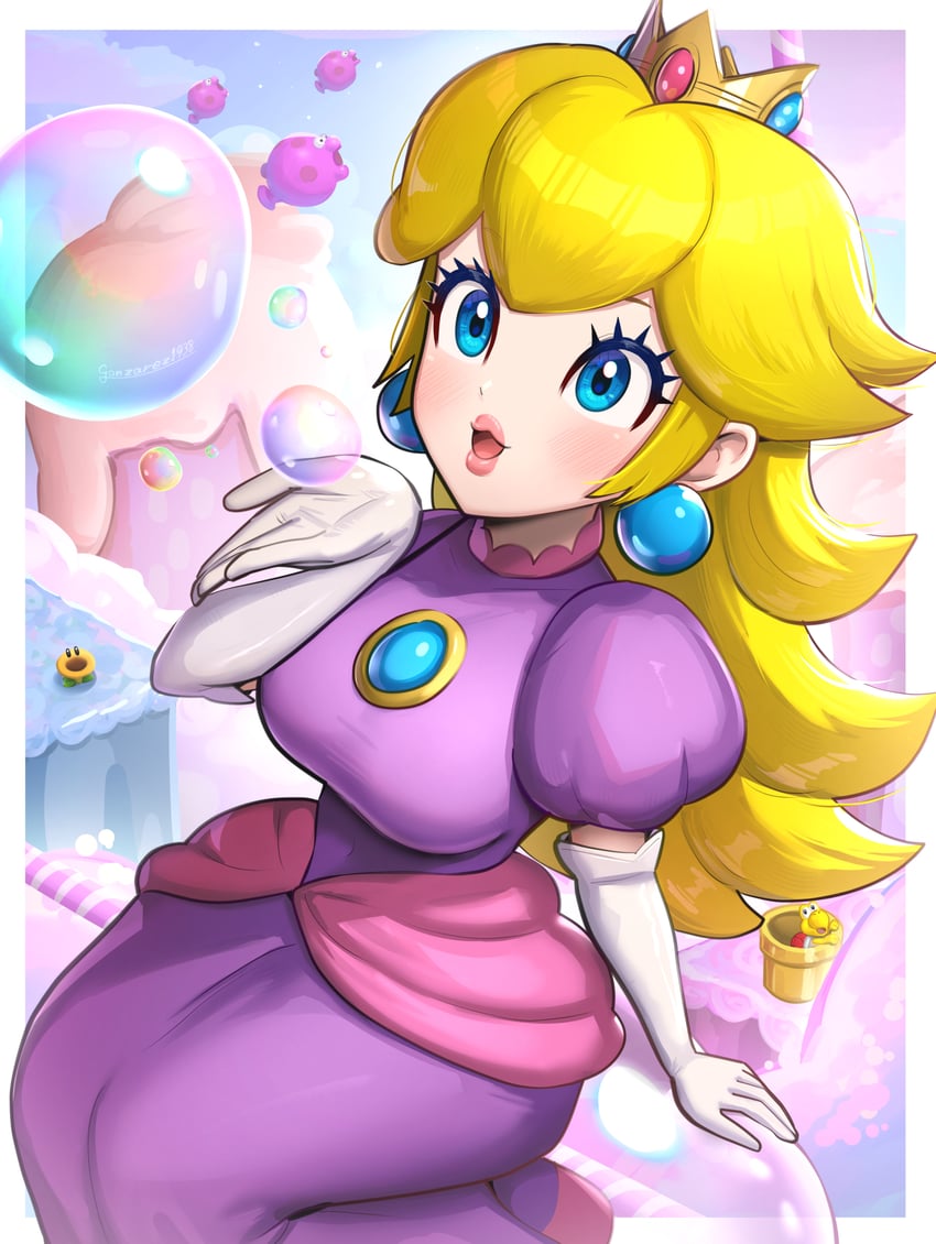 princess peach, koopa troopa, talking flower, bubble peach, and bloomp (mario and 1 more) drawn by gonzarez
