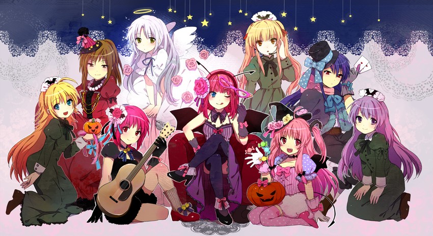 tachibana kanade, nakamura yuri, yui, iwasawa masami, yusa, and 4 more (angel beats!) drawn by tomako