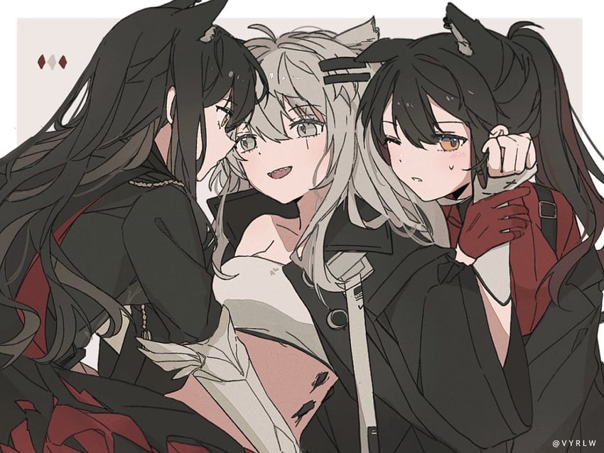 texas, lappland, and texas the omertosa (arknights) drawn by seri_(vyrlw)