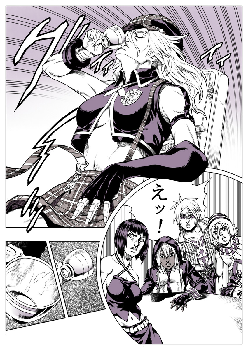 alisa ilinichina amiella, soma schicksal, tachibana sakuya, fujiki kouta, and eric der vogelweid (jojo no kimyou na bouken and 2 more) drawn by irie