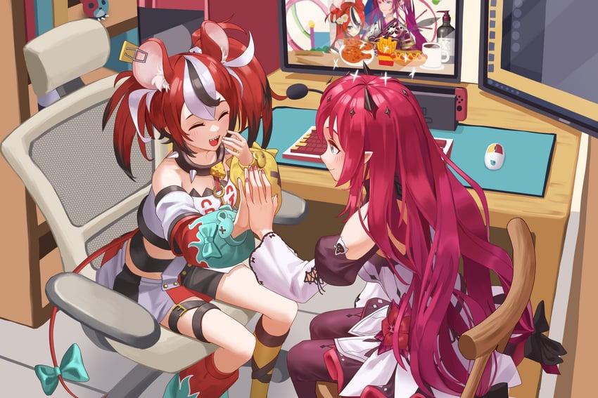 hakos baelz and irys (hololive and 1 more) drawn by hanho