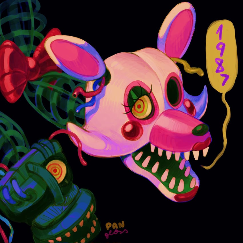 mangle and endoskeleton (five nights at freddy's and 1 more) drawn by pangloss_arte