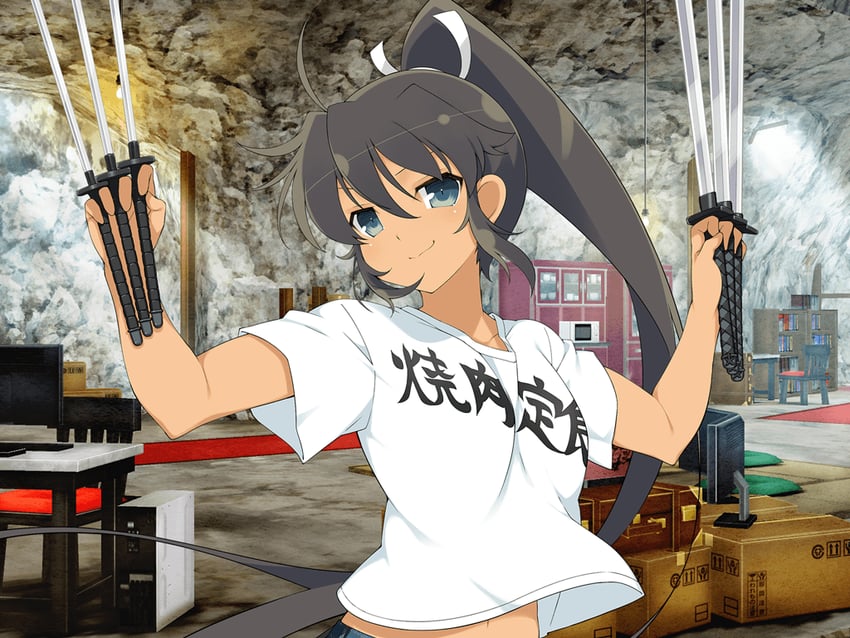 homura (senran kagura and 2 more) drawn by yaegashi_nan