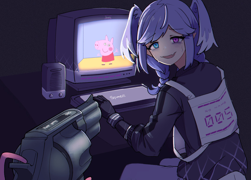 selen tatsuki and peppa pig (nijisanji and 3 more) drawn by jacy