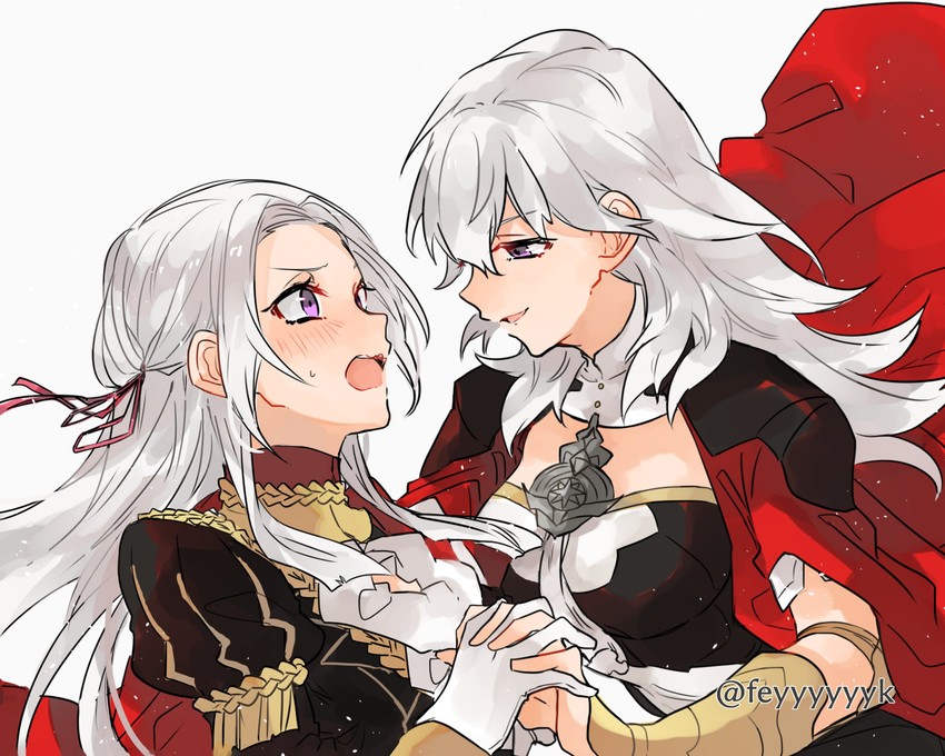 female byleth and edelgard von hresvelg (fire emblem and 2 more) drawn by feyyyyyyk