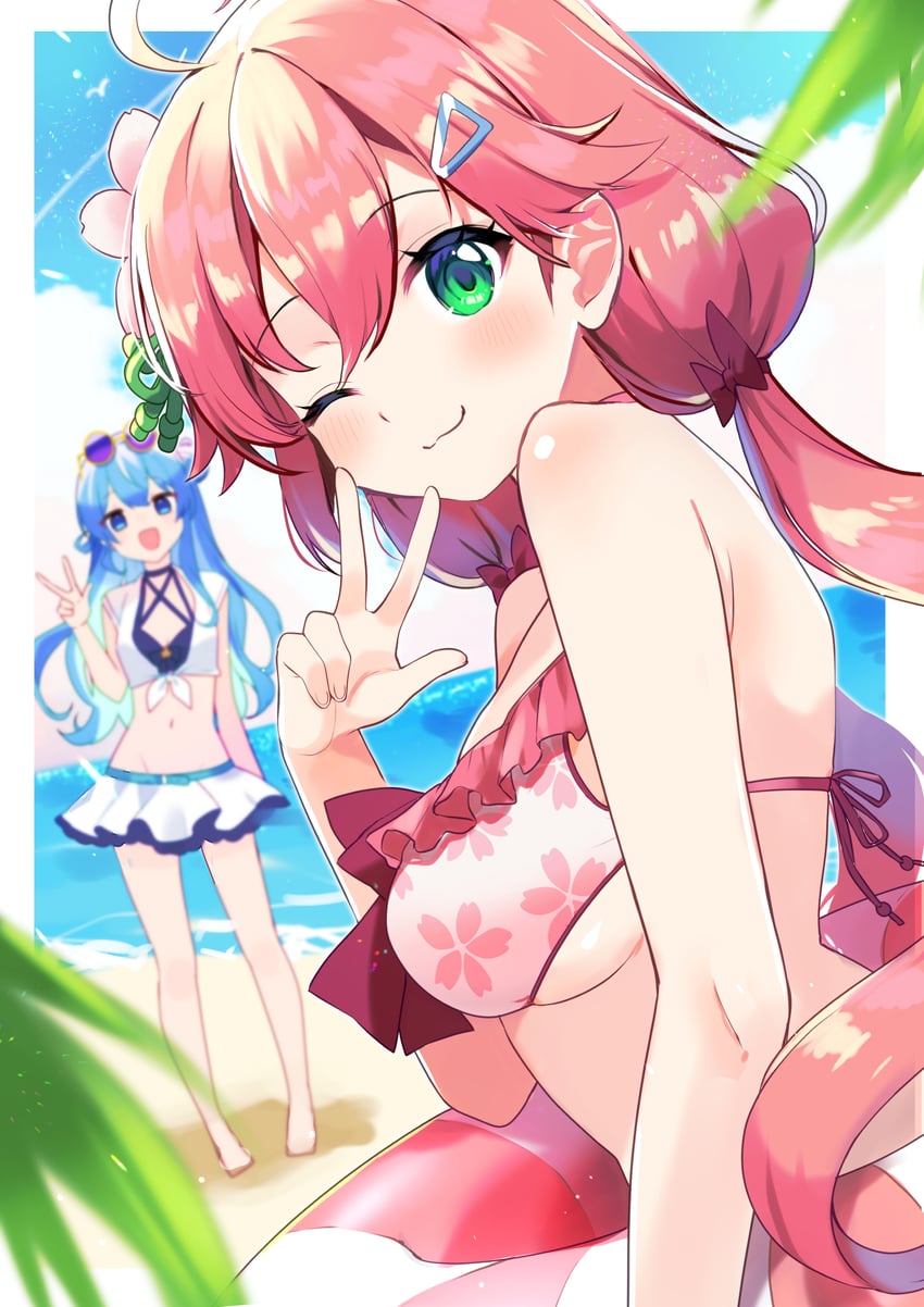 hoshimachi suisei and sakura miko (hololive) drawn by shinomiya_shino_(sinosino141)