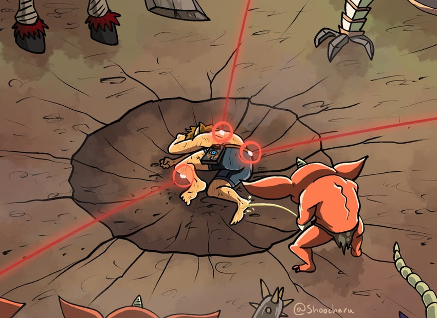link, bokoblin, guardian, moblin, and lynel (the legend of zelda and 2 more) drawn by shoocharu