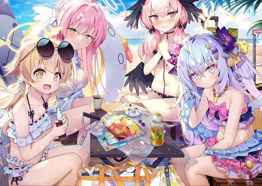 koharu, hanako, hifumi, and azusa (blue archive) drawn by taku_michi