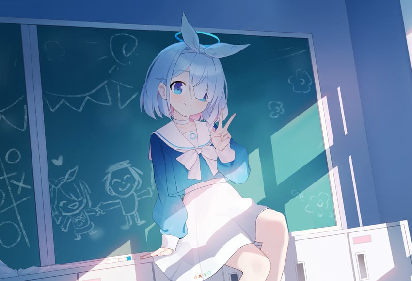 sensei, doodle sensei, and arona (blue archive) drawn by yeming_(yeming0529)