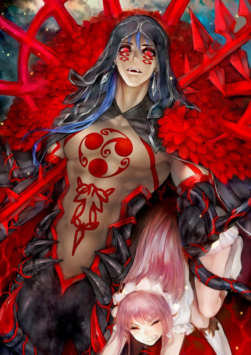 cu chulainn, medb, and cu chulainn alter (fate and 1 more) drawn by com_(akubi)