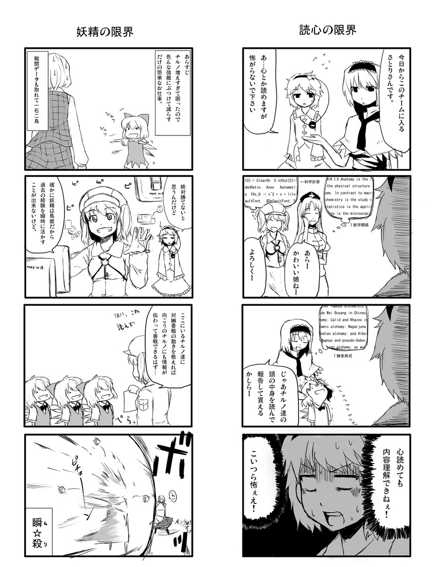 alice margatroid, cirno, komeiji satori, kazami yuuka, kawashiro nitori, and 1 more (touhou) drawn by oyaji-sou