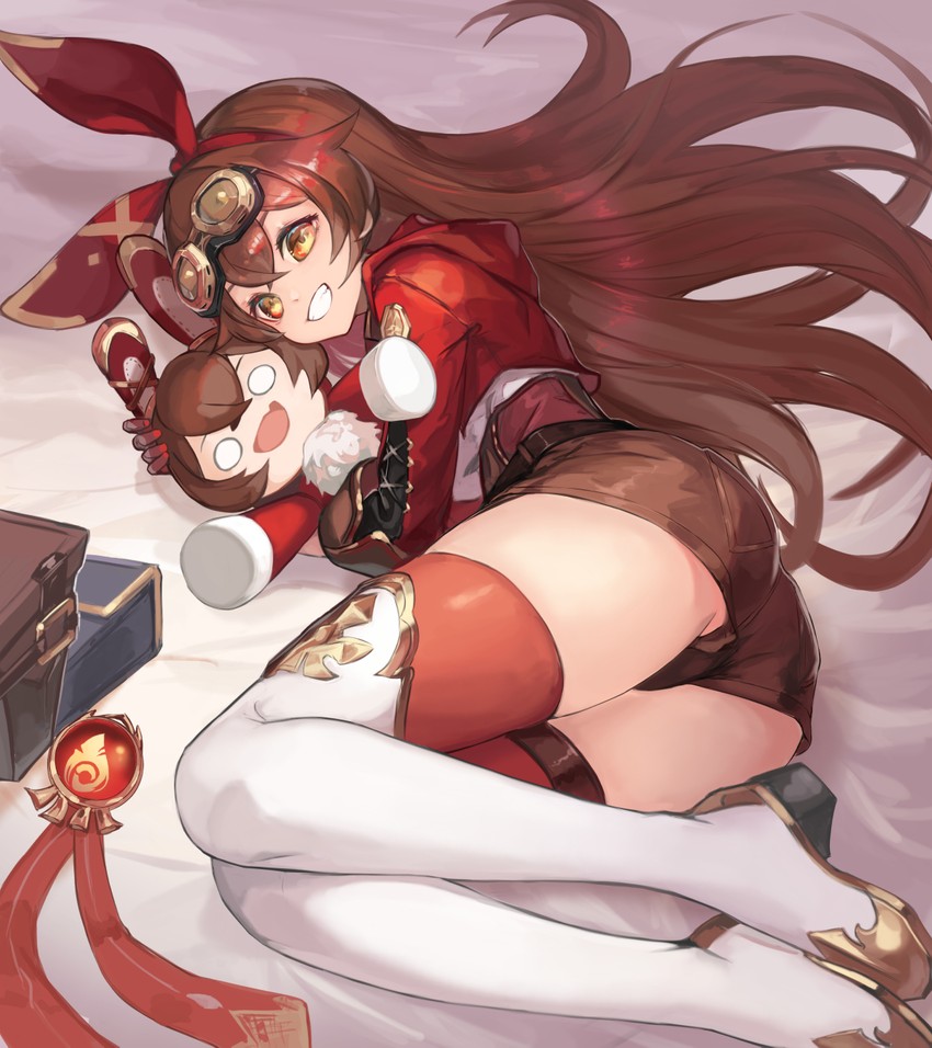 amber and baron bunny (genshin impact) drawn by taba_comya