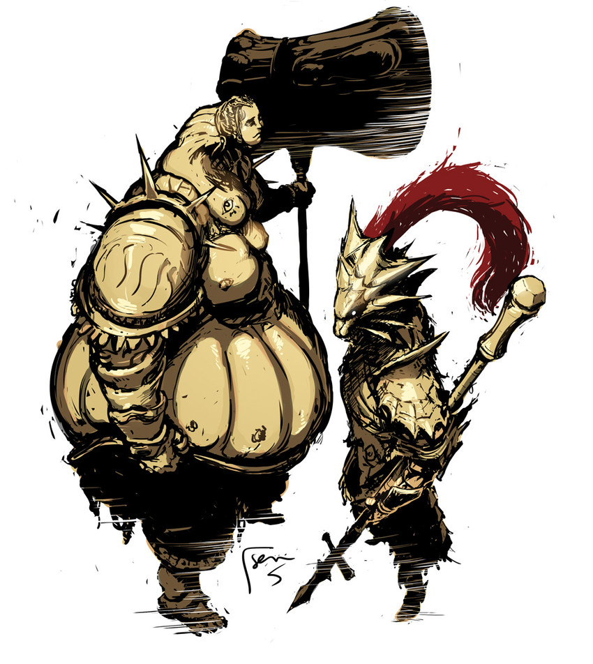 dragon slayer ornstein and executioner smough (dark souls and 1 more) drawn by david_semsei