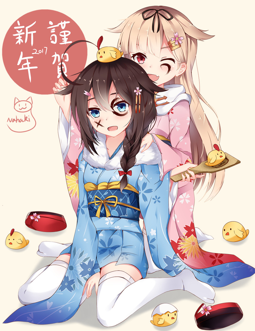 shigure, yuudachi, shigure kai ni, and yuudachi kai ni (kantai collection) drawn by nahaki