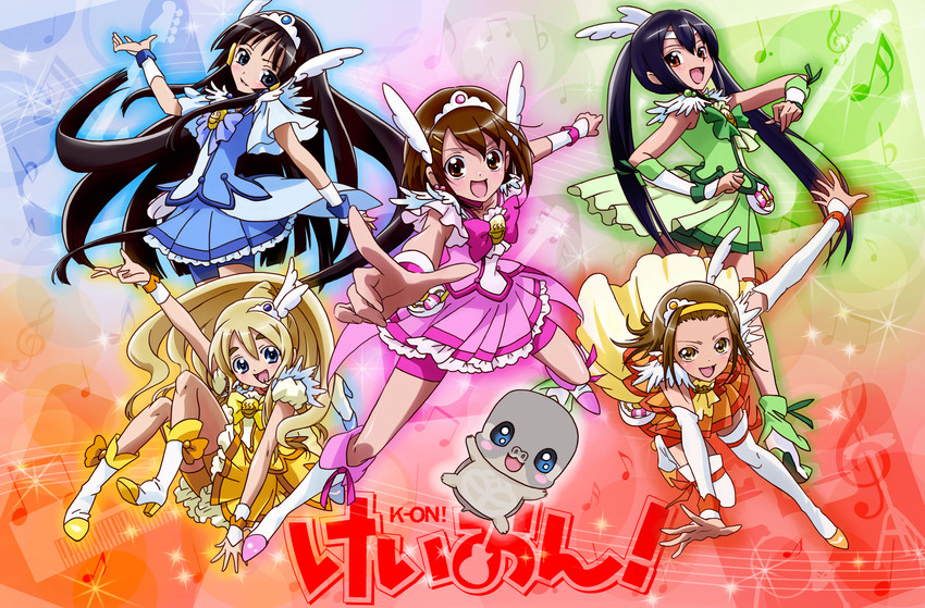 akiyama mio, nakano azusa, hirasawa yui, tainaka ritsu, kotobuki tsumugi, and 6 more (precure and 2 more) drawn by dantyo0