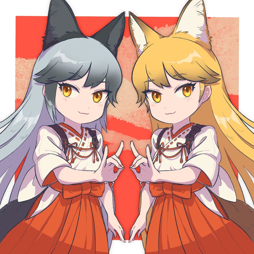 silver fox and ezo red fox (kemono friends) drawn by an-chan_(ananna0315)