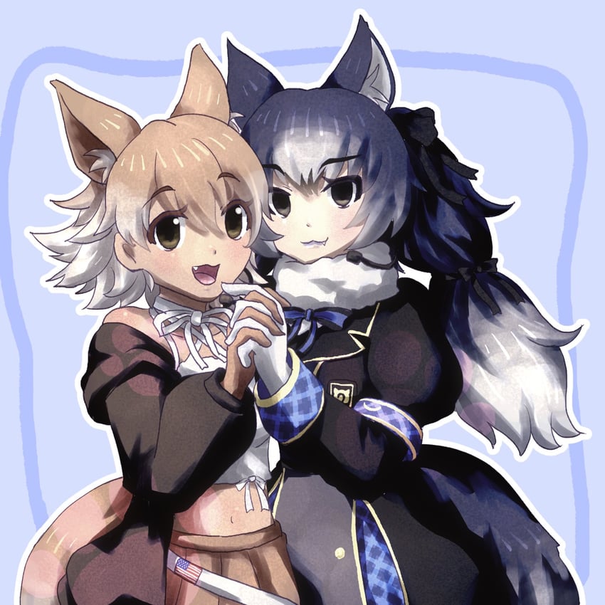 coyote and dire wolf (kemono friends and 1 more) drawn by aoi5742