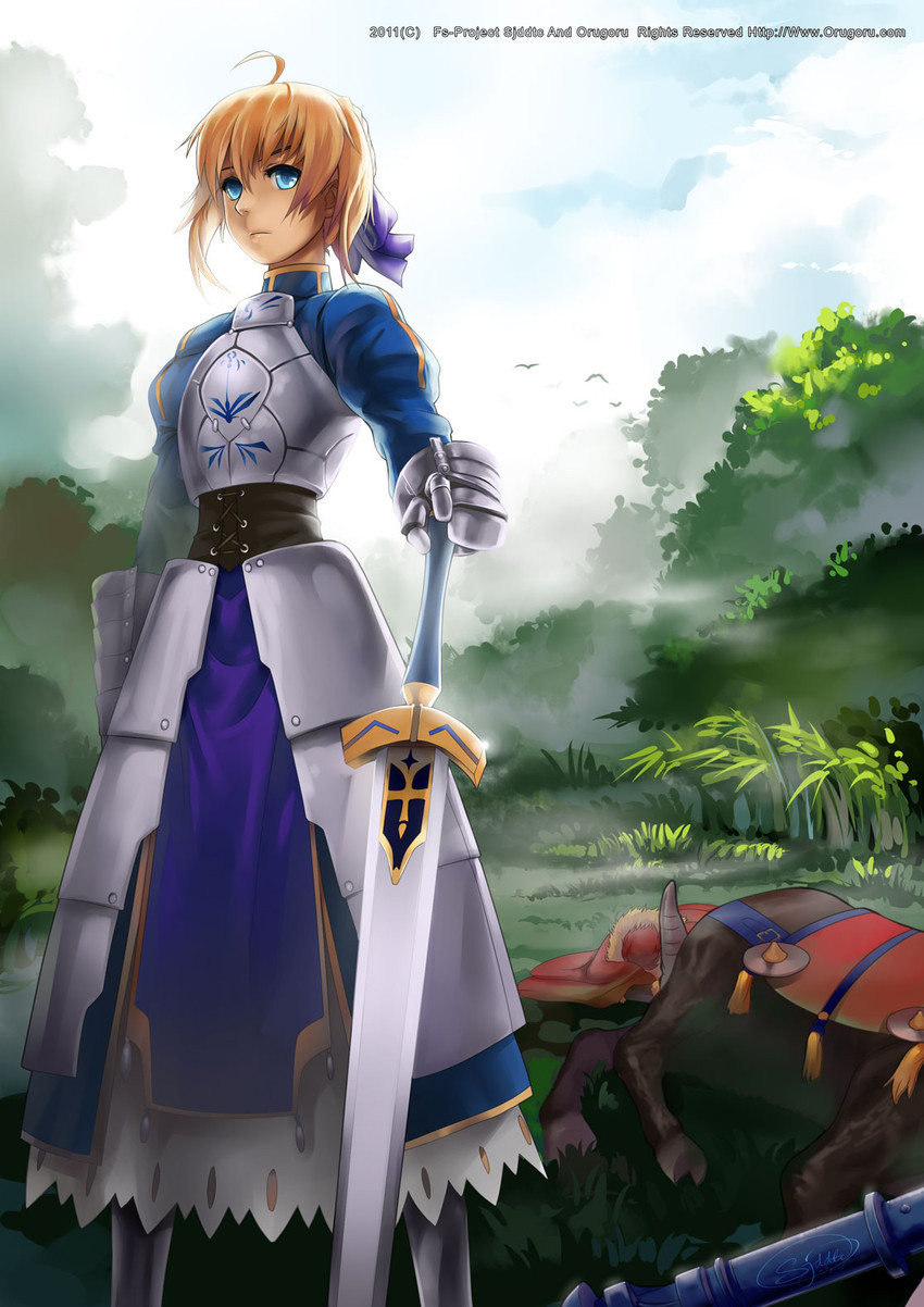artoria pendragon and saber (fate and 1 more) drawn by fs-project