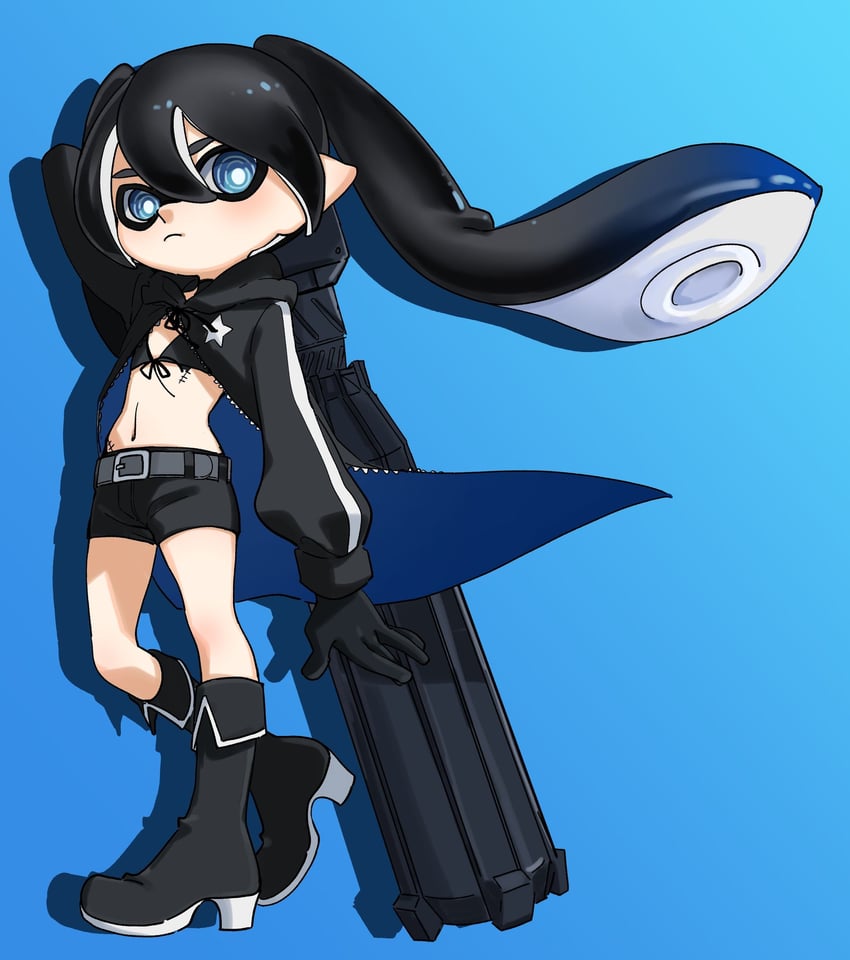 black rock shooter (splatoon and 1 more) drawn by you92