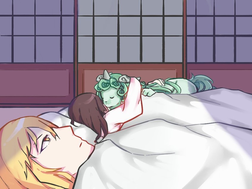 hakurei reimu, yakumo yukari, and komano aunn (touhou) drawn by rinirim