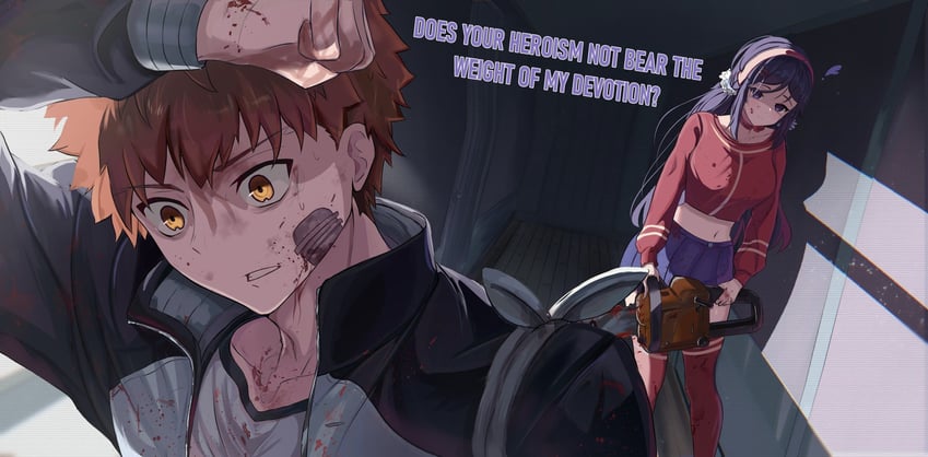 emiya shirou, mita, and crazy mita (fate and 2 more) drawn by shokobr