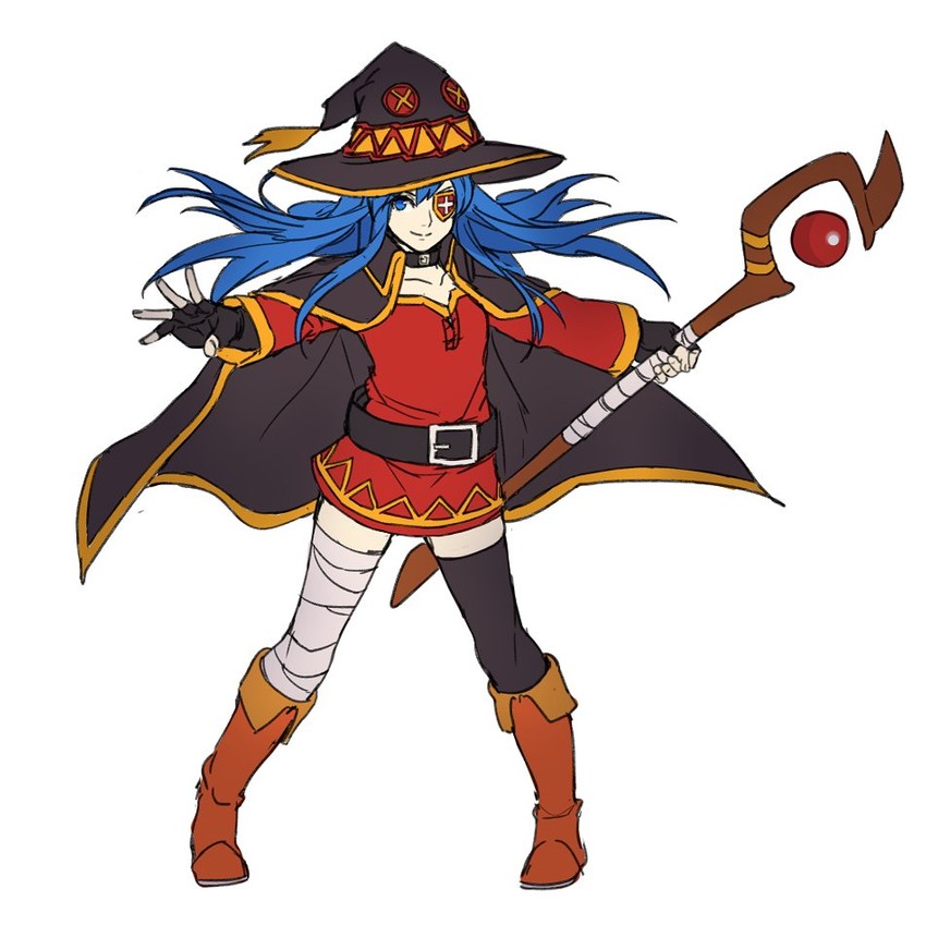 megumin and lilina (fire emblem and 2 more) drawn by kamu_(kamuuei)