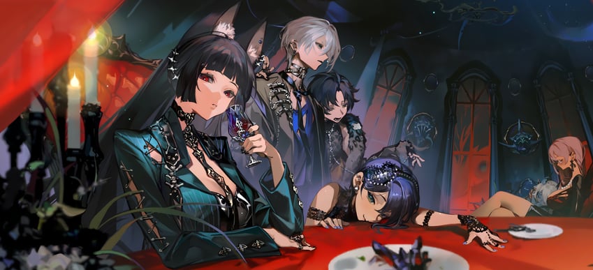 hoshimi miyabi, belle, wise, tsukishiro yanagi, soukaku, and 1 more (zenless zone zero)