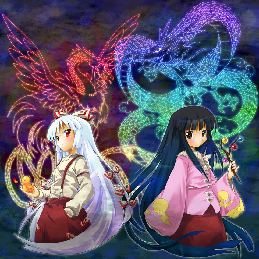fujiwara no mokou and houraisan kaguya (touhou) drawn by michii_yuuki