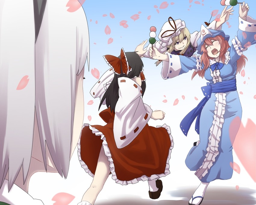 hakurei reimu, konpaku youmu, yakumo yukari, and saigyouji yuyuko (touhou) drawn by terimayo