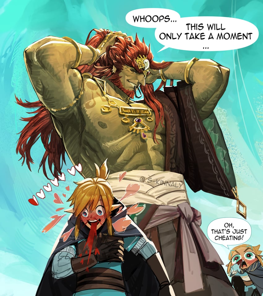 link, princess zelda, and ganondorf (the legend of zelda and 1 more) drawn by sara_kinnaly