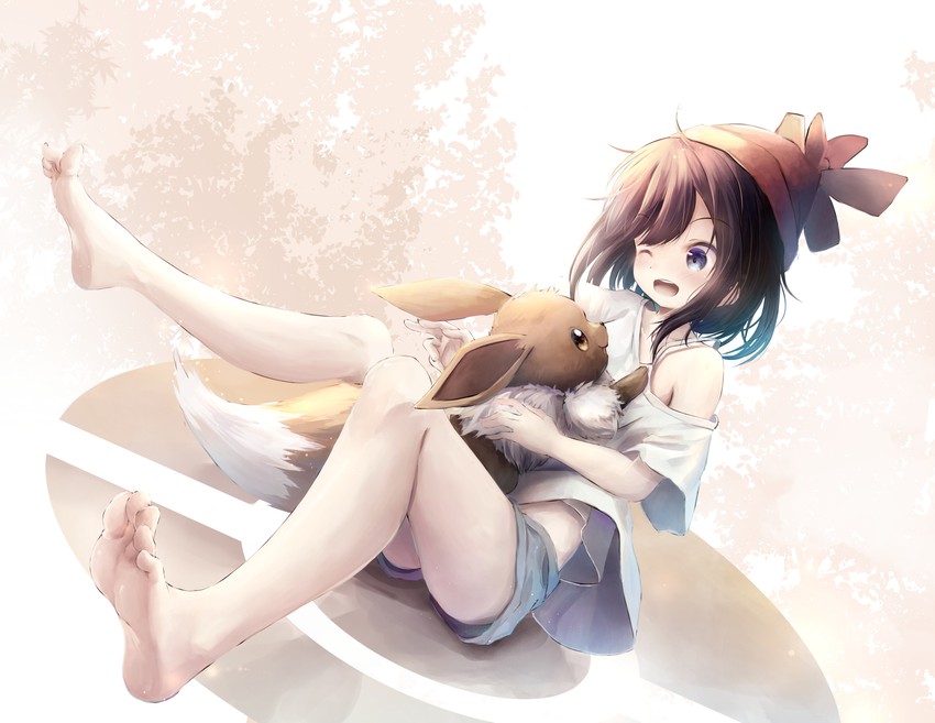 eevee and selene (pokemon and 1 more) drawn by utatanecocoa