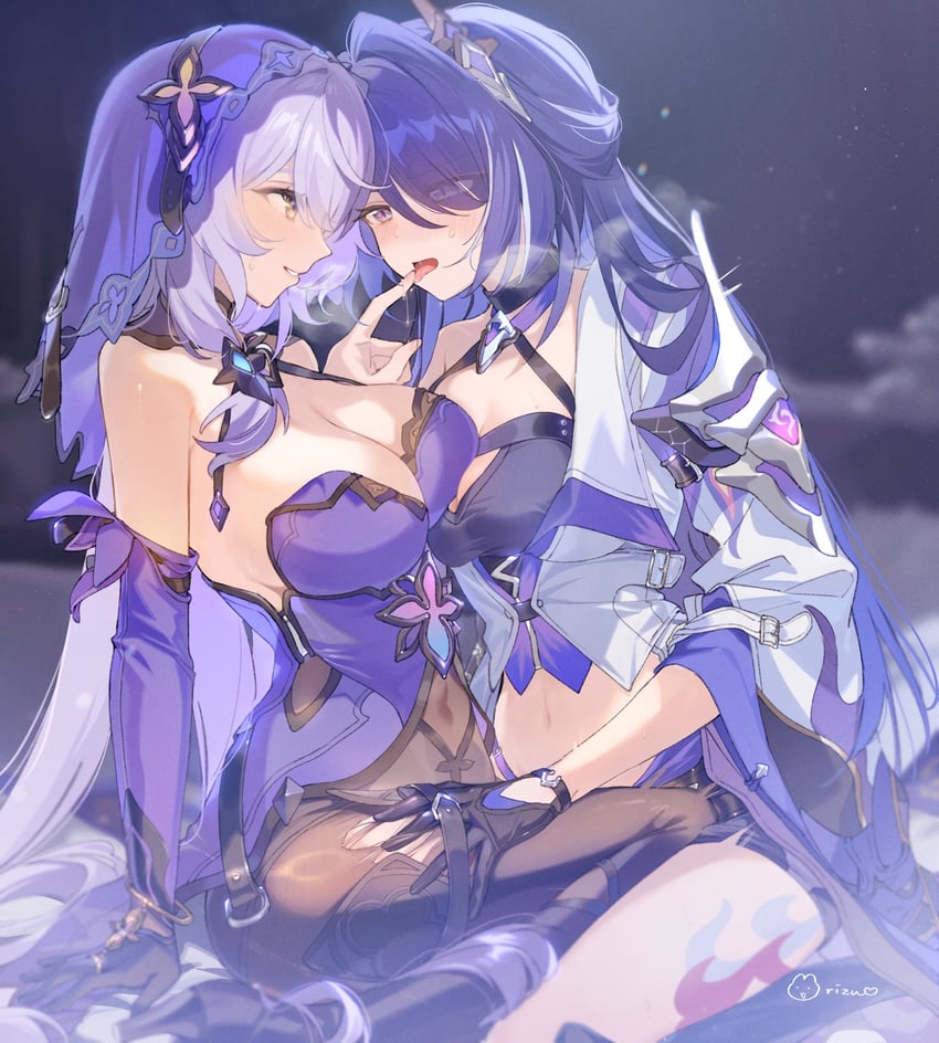 acheron and black swan (honkai and 1 more) drawn by rizu033