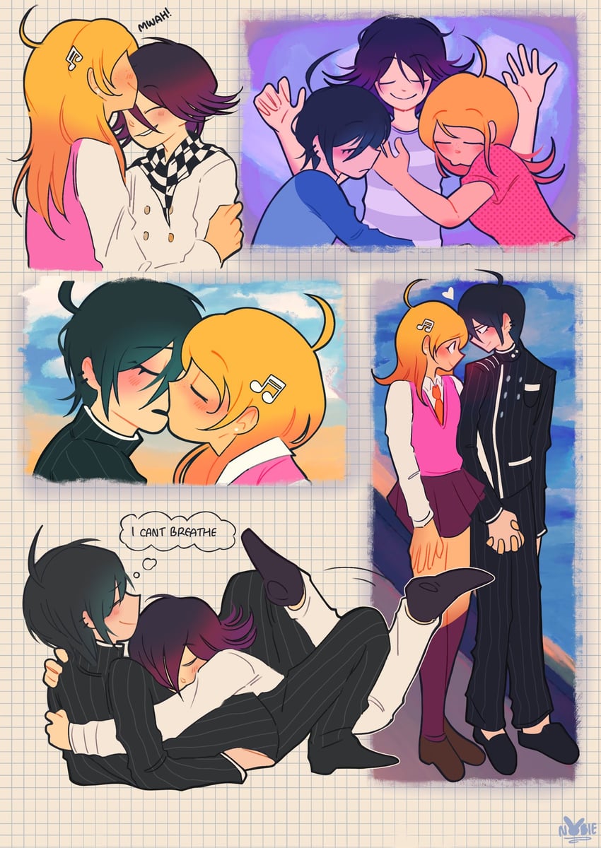 oma kokichi, saihara shuichi, and akamatsu kaede (danganronpa and 1 more) drawn by nobi33ka