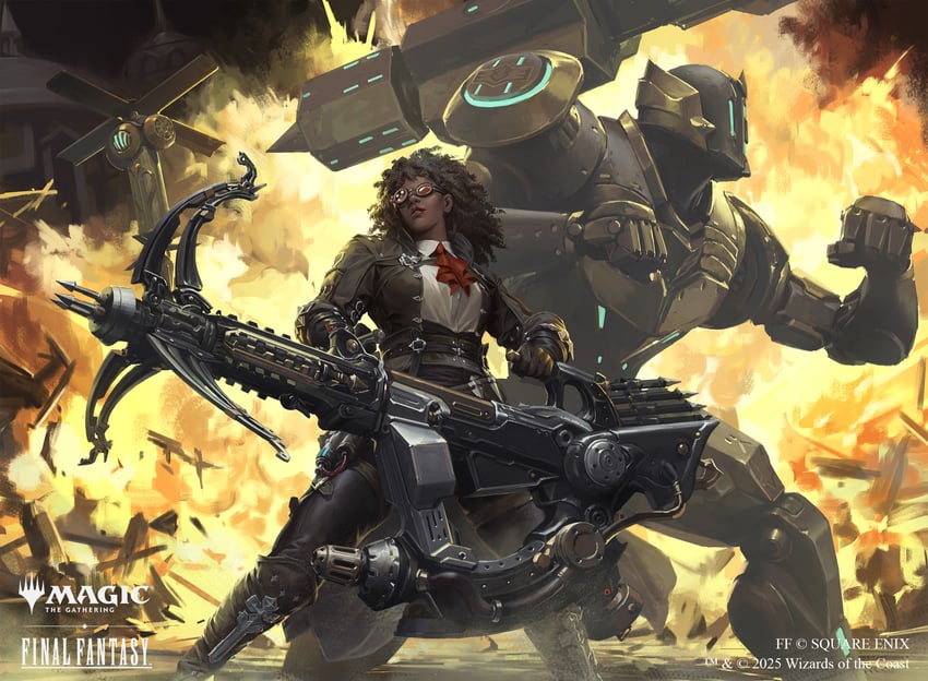 warrior of light, machinist, automaton queen, and rook (final fantasy and 2 more) drawn by pencillien