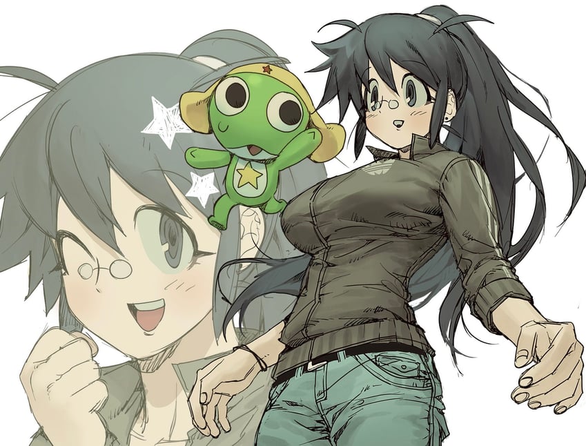 keroro and hinata aki (keroro gunsou) drawn by aseupilin666